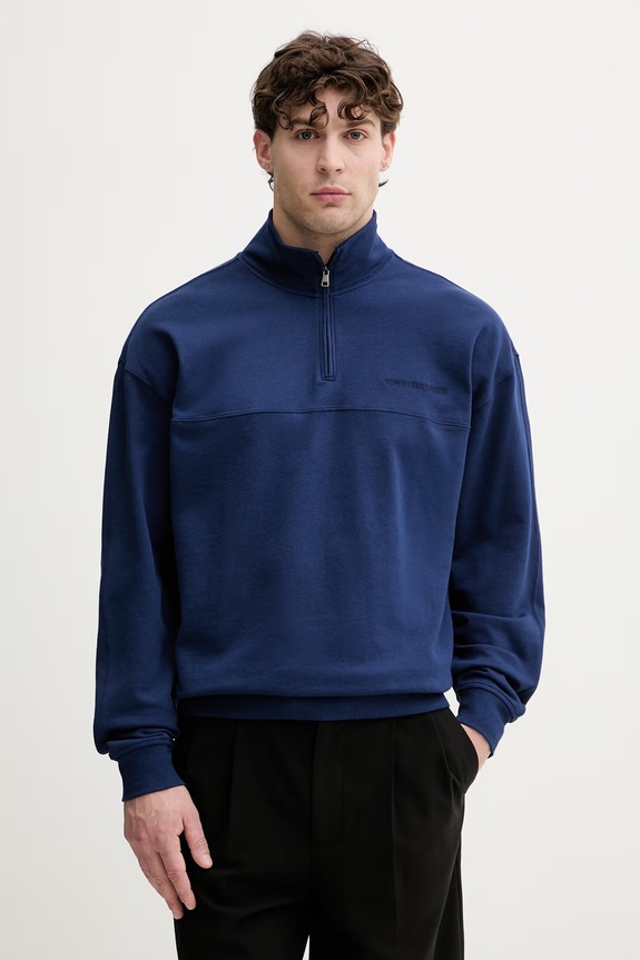 Tommy Hilfiger pulover moški z bombažem mornarsko modra UM0UM03909