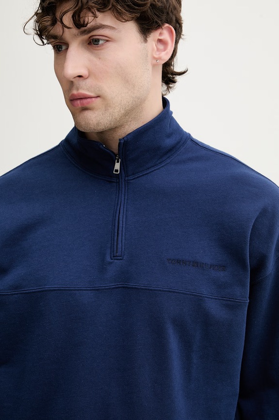 Tommy Hilfiger pulover moški z bombažem mornarsko modra UM0UM03909