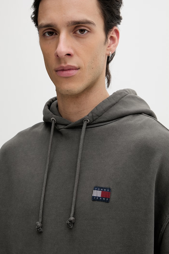 Tommy Jeans dukserica sa kapuljačom za muškarce od pamuka siva DM0DM22677