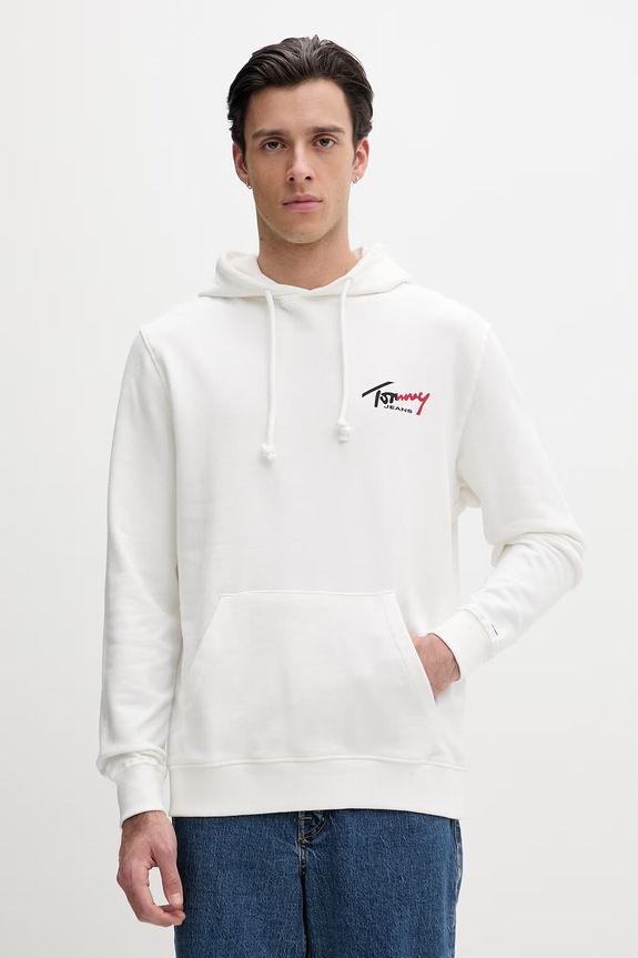 Tommy Jeans dukserica sa kapuljačom muška od pamuka bež DM0DM22680