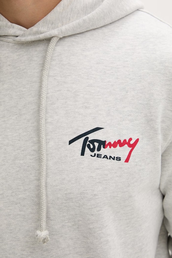 Tommy Jeans pulover s kapuco moški bombažen DM0DM22680 siva