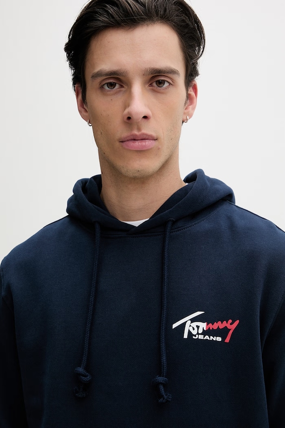 Tommy Jeans dukserica sa kapuljačom muška pamučna mornarsko plava DM0DM22680