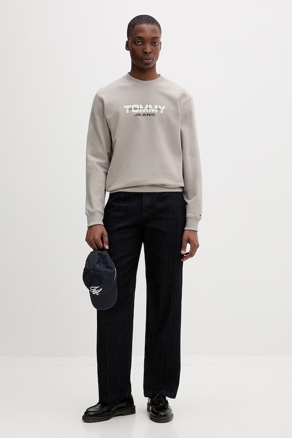 Tommy Jeans hanorac pentru bărbați, din bumbac DM0DM22682 bej SS26