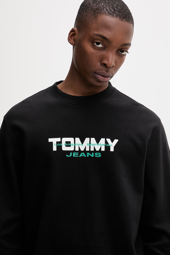 Tommy Jeans mikina pánska bavlnená čierna DM0DM22682