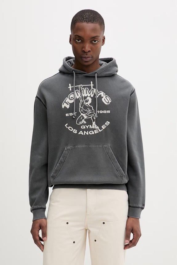 Tommy Jeans hanorac pentru bărbați, cu bumbac gri DM0DM22685