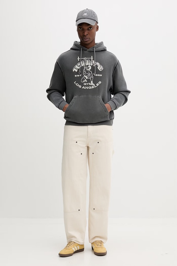 Tommy Jeans hanorac pentru bărbați, cu bumbac DM0DM22685 gri SS26