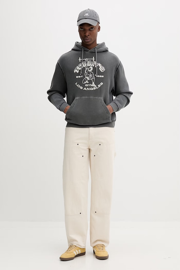 Tommy Jeans hanorac pentru bărbați, cu bumbac DM0DM22685 gri SS26