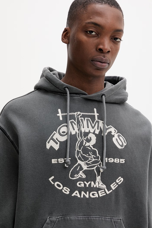 Tommy Jeans hanorac pentru bărbați, cu bumbac gri DM0DM22685
