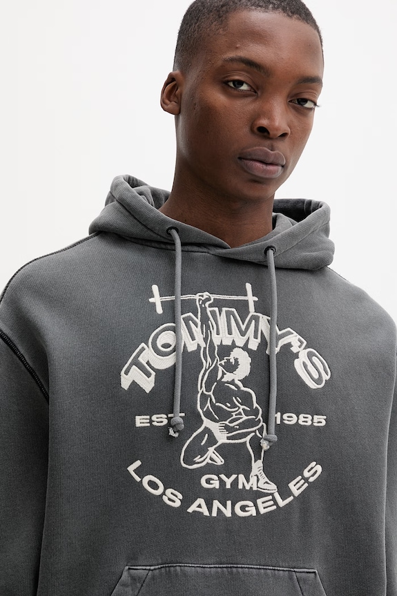 Tommy Jeans hanorac pentru bărbați, cu bumbac gri DM0DM22685