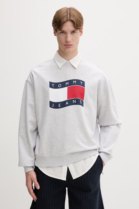 Tommy Jeans pulover moški bombažen siva DM0DM22689