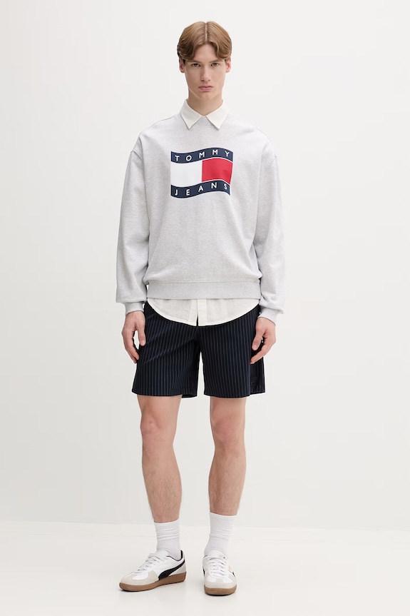 Tommy Jeans pulover moški bombažen DM0DM22689 siva SS26