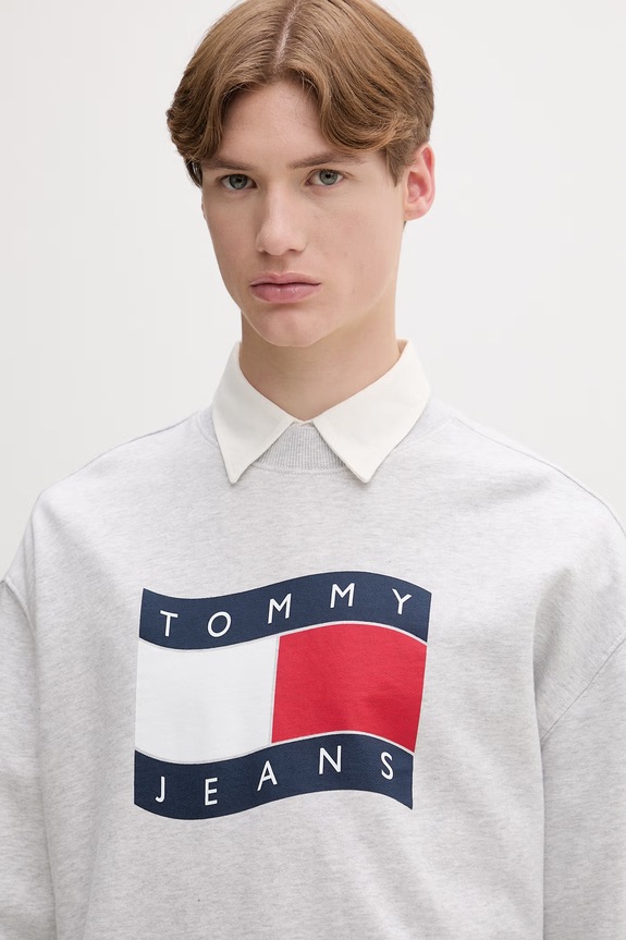 Tommy Jeans pulover moški bombažen siva DM0DM22689