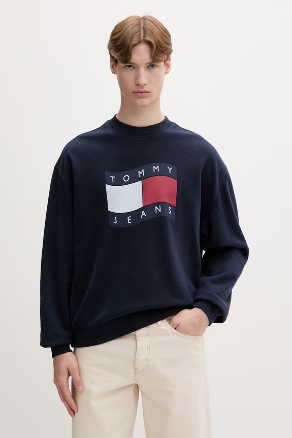 Tommy Jeans pulover moški bombažen mornarsko modra DM0DM22689