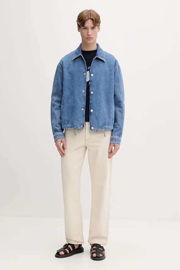 Tommy Jeans pulover moški bombažen DM0DM22689 mornarsko modra SS26