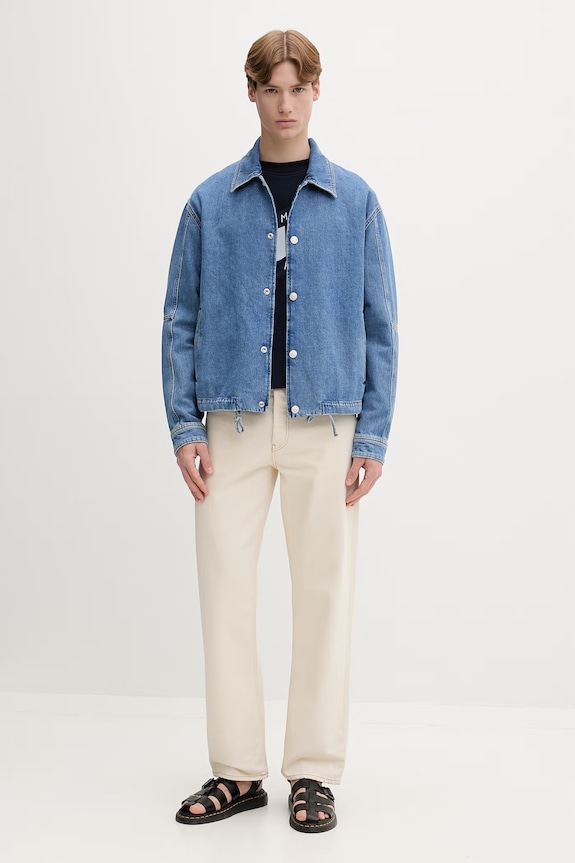 Tommy Jeans pulover moški bombažen DM0DM22689 mornarsko modra SS26