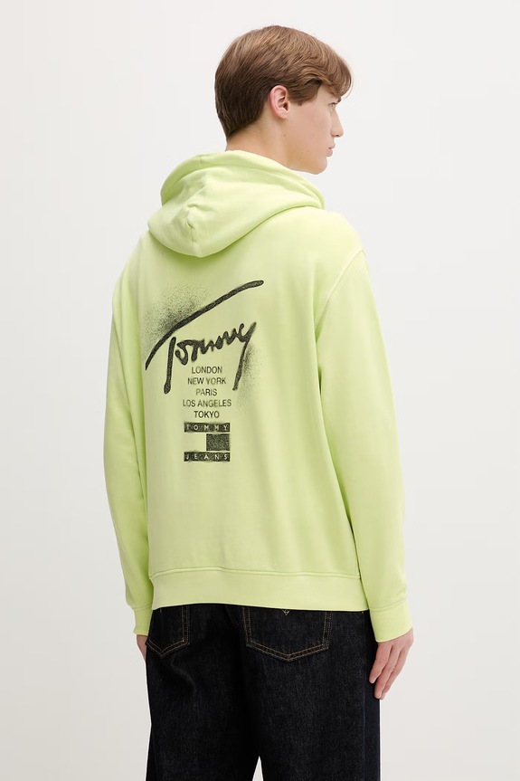 Îmbrăcăminte Tommy Jeans hanorac cu glugă bărbătesc din bumbac DM0DM22840 verde