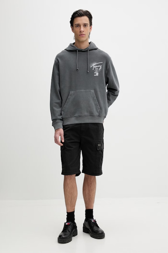 Tommy Jeans dukserica sa kapuljačom muška od pamuka DM0DM22840 siva SS26