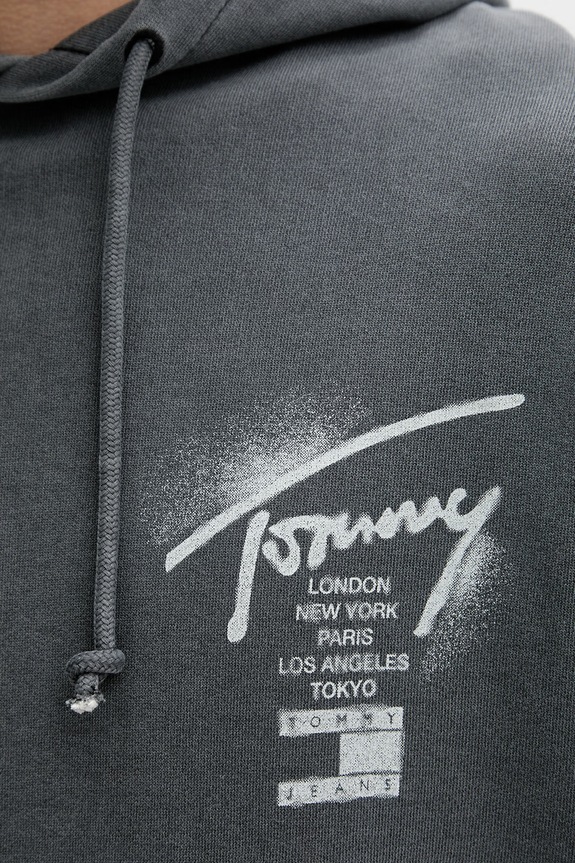 Tommy Jeans dukserica sa kapuljačom muška od pamuka DM0DM22840 siva