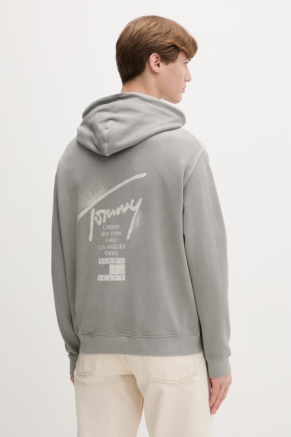 Îmbrăcăminte Tommy Jeans hanorac cu glugă bărbătesc din bumbac DM0DM22840 gri