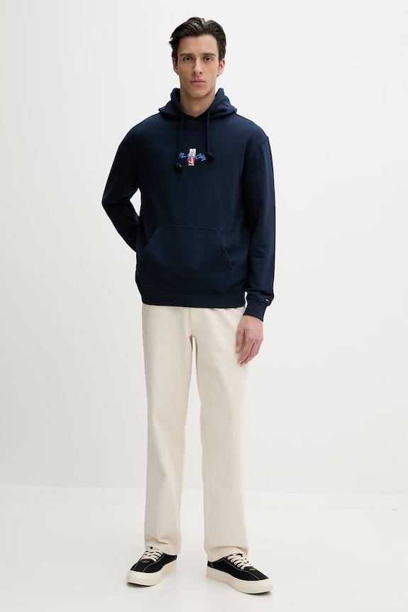 Tommy Jeans dukserica sa kapuljačom za muškarce od pamuka DM0DM23015 mornarsko plava SS26