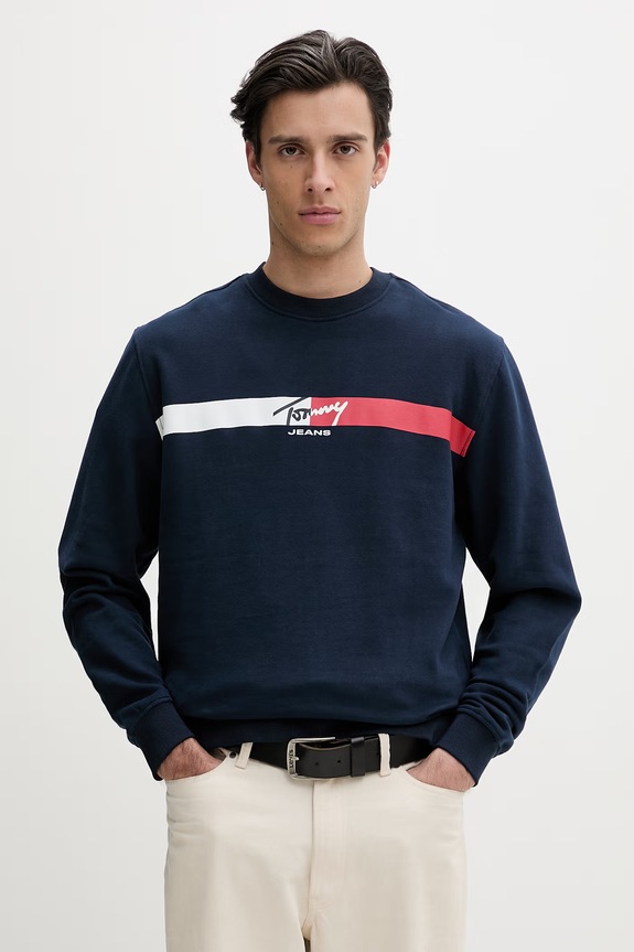 Tommy Jeans dukserica za muškarce od pamuka mornarsko plava DM0DM23019