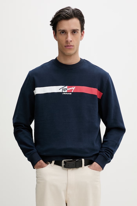 Tommy Jeans dukserica za muškarce od pamuka mornarsko plava DM0DM23019