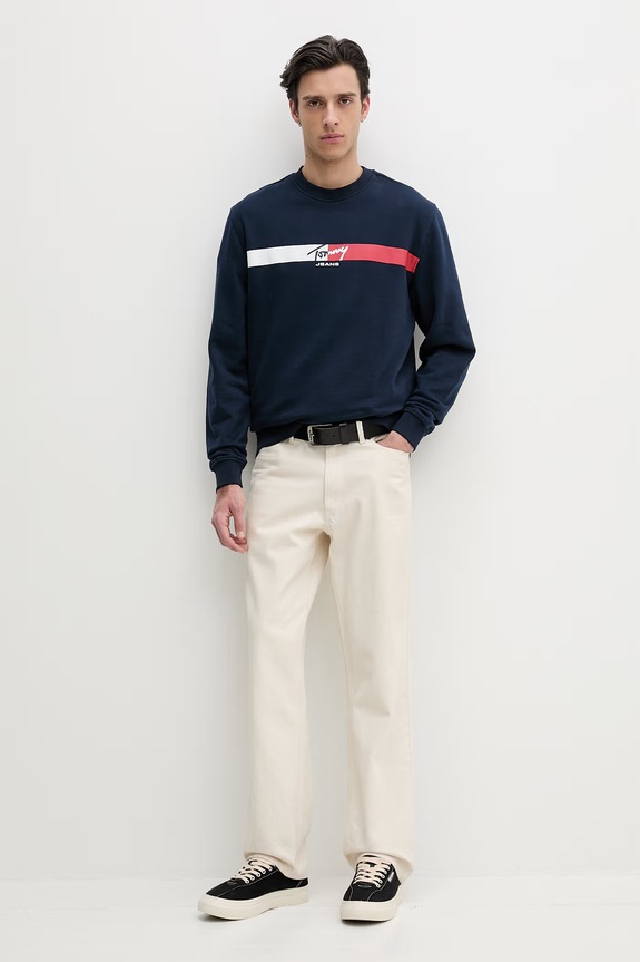 Tommy Jeans dukserica za muškarce od pamuka DM0DM23019 mornarsko plava SS26