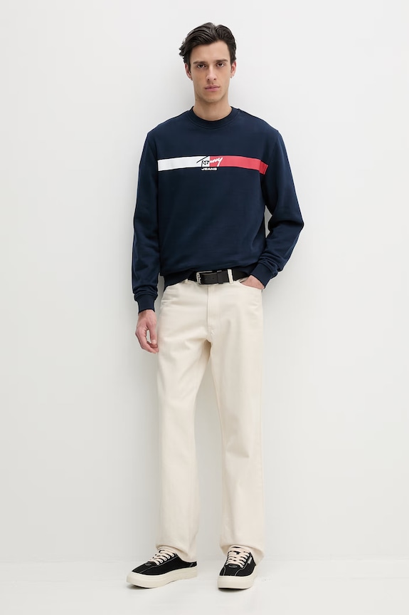 Tommy Jeans dukserica za muškarce od pamuka DM0DM23019 mornarsko plava SS26
