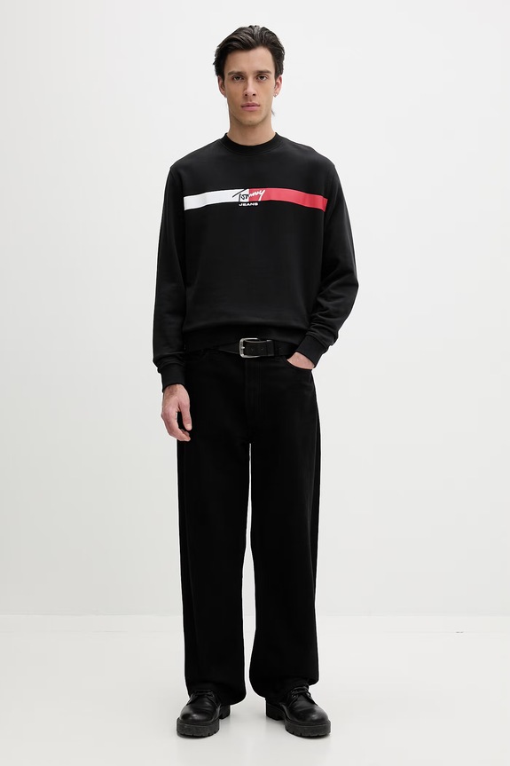 Tommy Jeans суичър мъжки от памук DM0DM23019 черен SS26