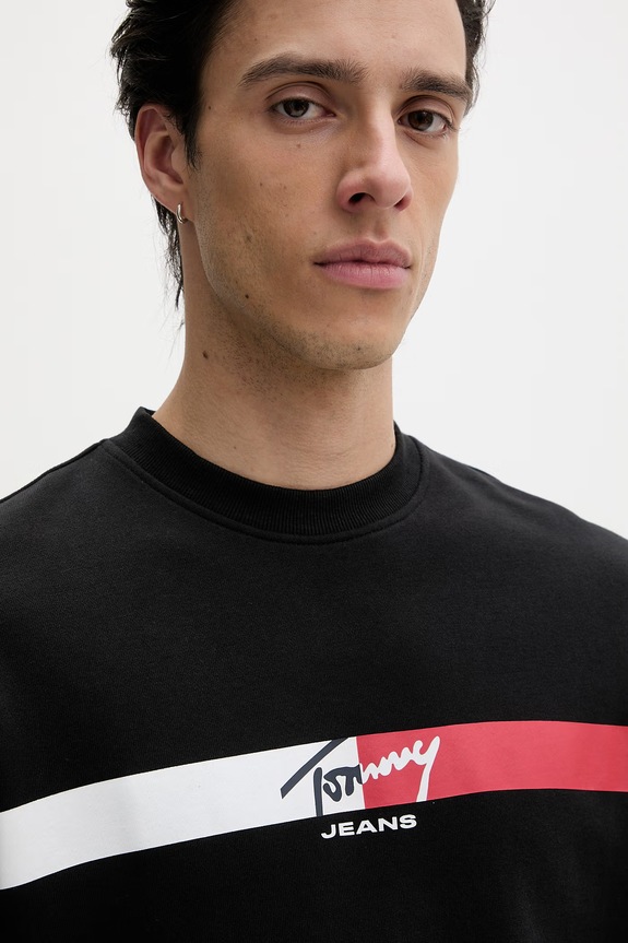 Tommy Jeans суичър мъжки от памук черен DM0DM23019