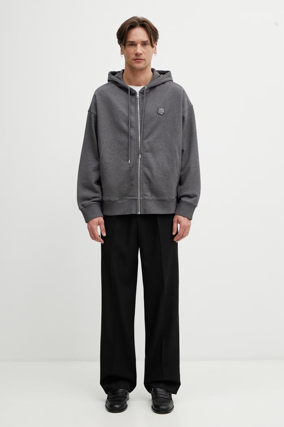 Maison Kitsuné Fox Head bluza z kapturem bawełniana męska PM02138KM0340 szary
