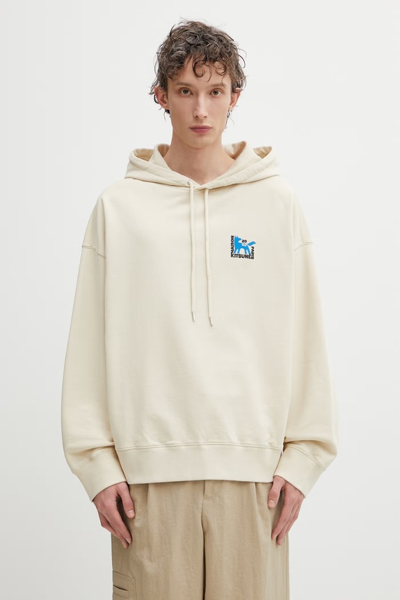 Odzież Maison Kitsuné Gallery Fox bluza z kapturem bawełniana męska QM00704KM0340 beżowy