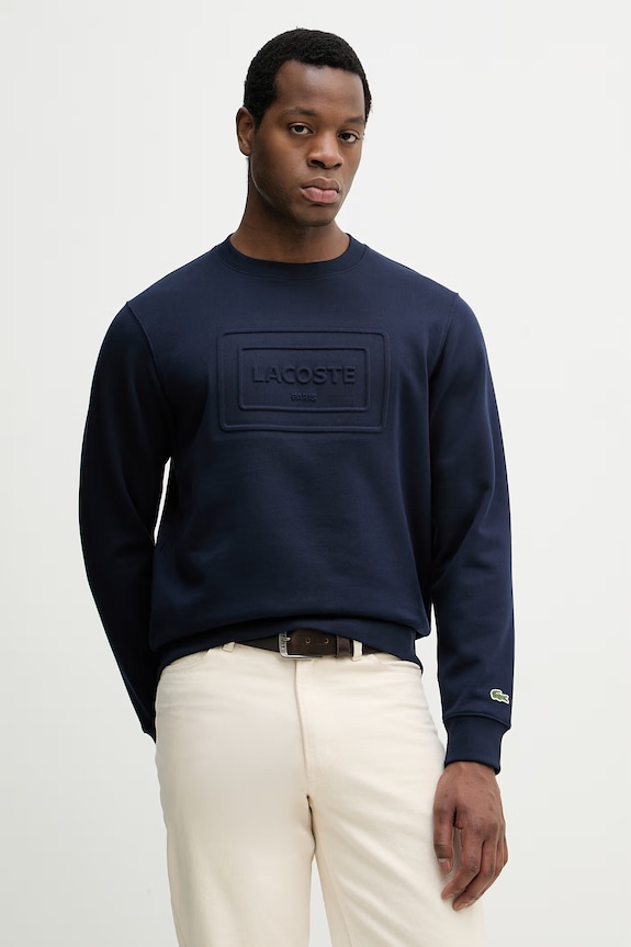 Lacoste Hanorac bărbătesc din bumbac imprimeu bleumarin SH0795