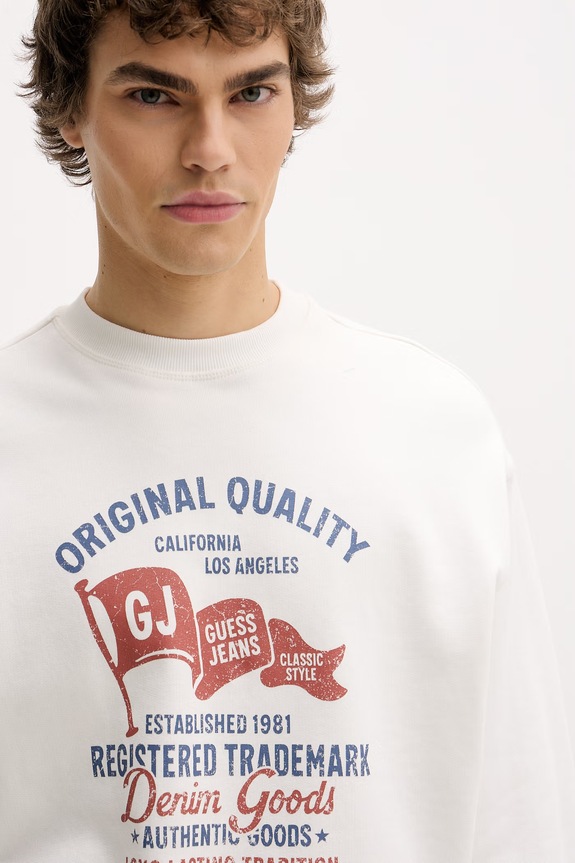 Guess Jeans hanorac bărbătesc de bumbac bej M6GQA7.KCPR1