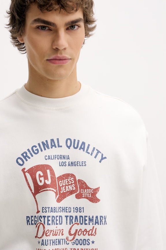 Guess Jeans hanorac bărbătesc de bumbac bej M6GQA7.KCPR1