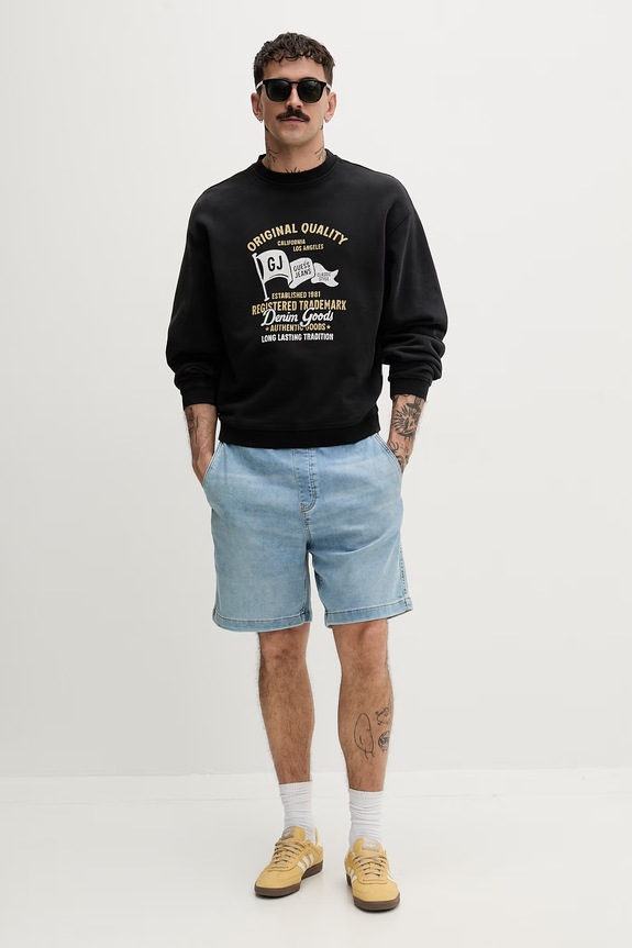 Guess Jeans Hanorac de bărbați din bumbac M6GQA7.KCPR1 negru SS26
