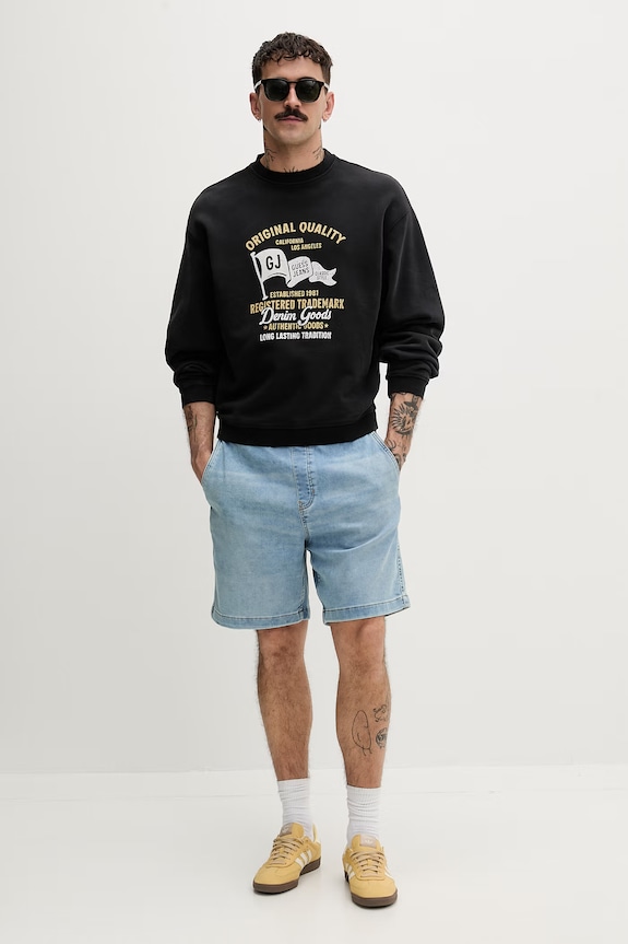Guess Jeans Hanorac de bărbați din bumbac M6GQA7.KCPR1 negru SS26