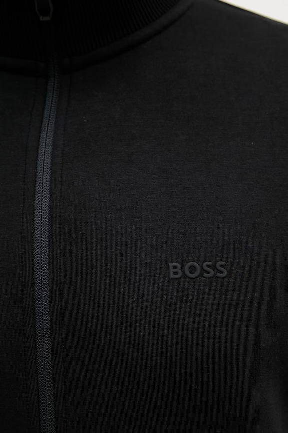 BOSS Green cipzáras melegítőfelső férfi pamut elasztánnal 50555496 fekete