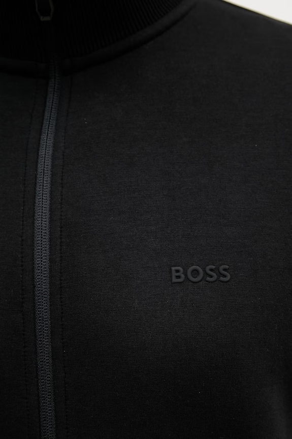 BOSS Green cipzáras melegítőfelső férfi pamut elasztánnal 50555496 fekete