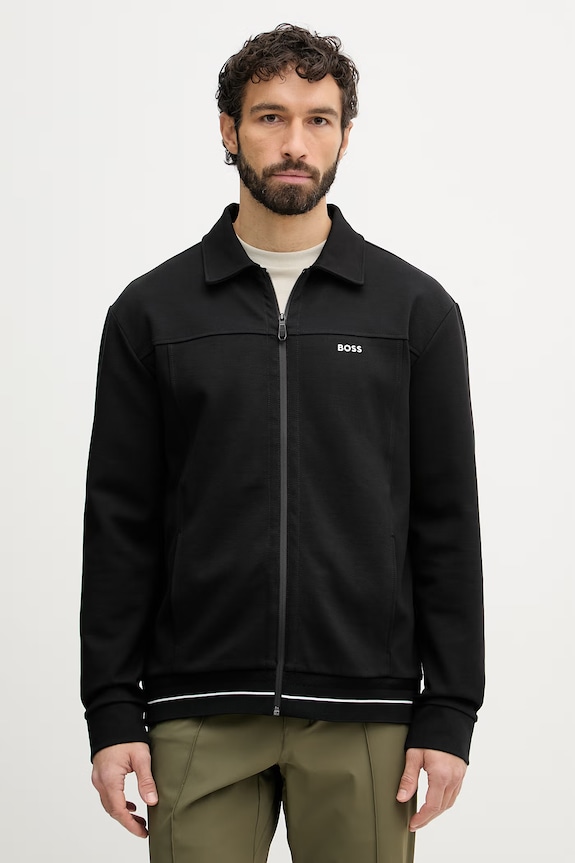 BOSS Green hanorac cu fermoar bărbătesc negru 50558579