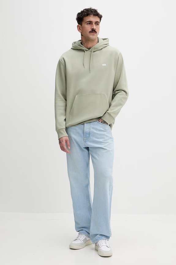 Vans bluza z kapturem męska z bawełną VN000R9YFSG1 zielony SS26