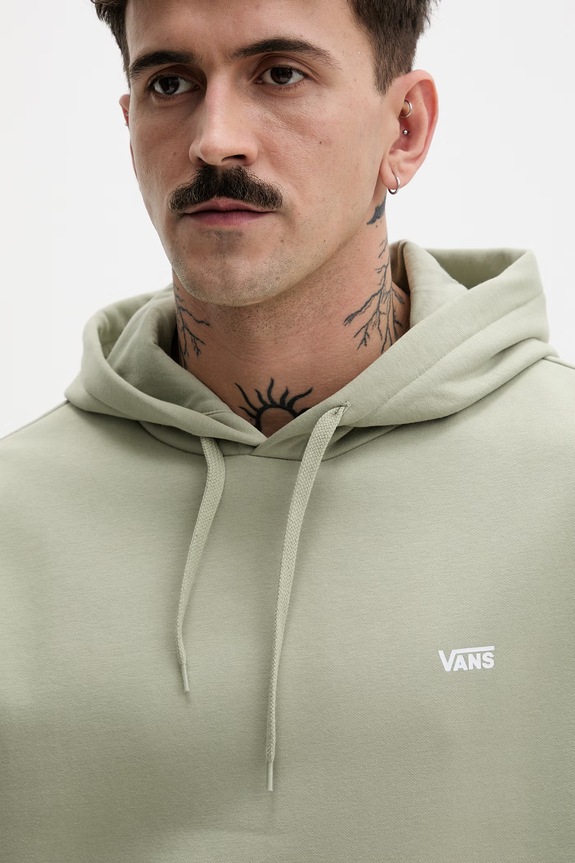 Vans bluza z kapturem męska z bawełną zielony VN000R9YFSG1