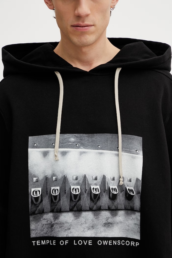 Rick Owens DRKSHDW bluza z kapturem bawełniana damska czarny DU01F4262.FEP4P