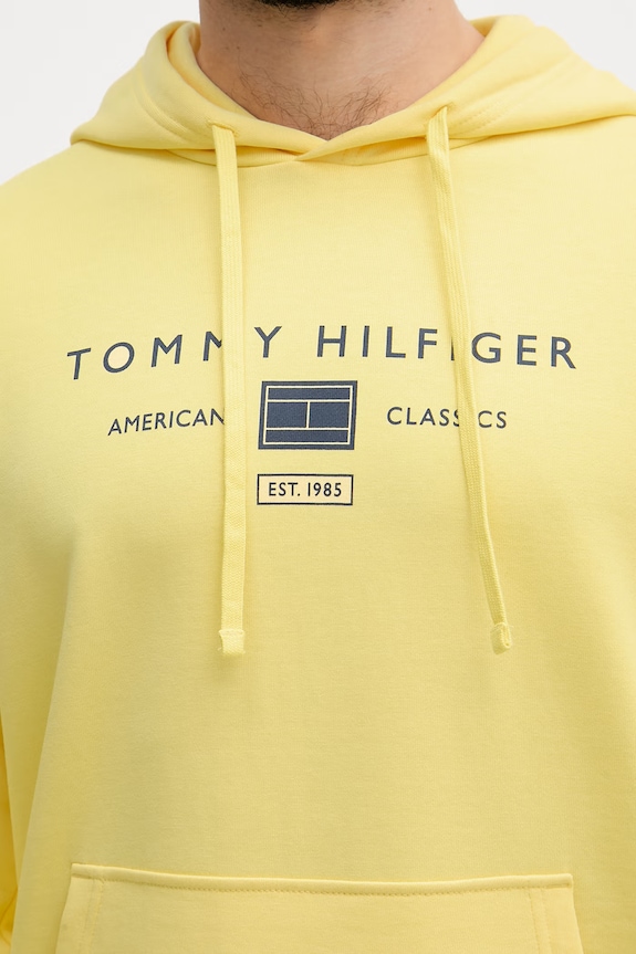 Tommy Hilfiger mikina s kapucňou pánska bavlnená MW0MW42464 žltá