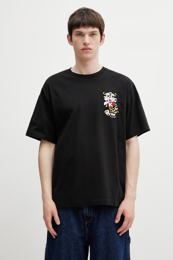 Kenzo GOTS KENZO WILD TIGER EMBROIDE t-shirt in cotone da uomo nero FG55TS4044SY
