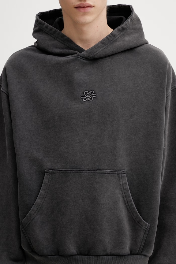 Filling Pieces Boxy Embroidered hoodie cotton Men's gray 412632501284.136