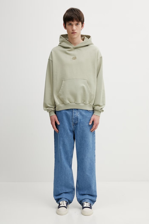 Filling Pieces Boxy Embroidered кофта з капюшоном бавовняна чоловіча 412632501284.302 зелений