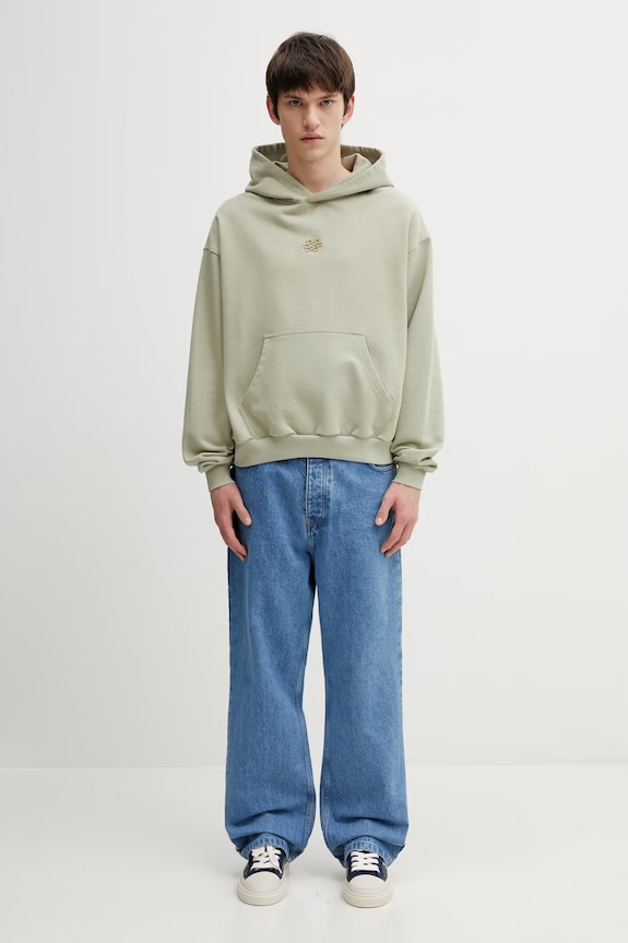 Filling Pieces Boxy Embroidered кофта з капюшоном бавовняна чоловіча 412632501284.302 зелений