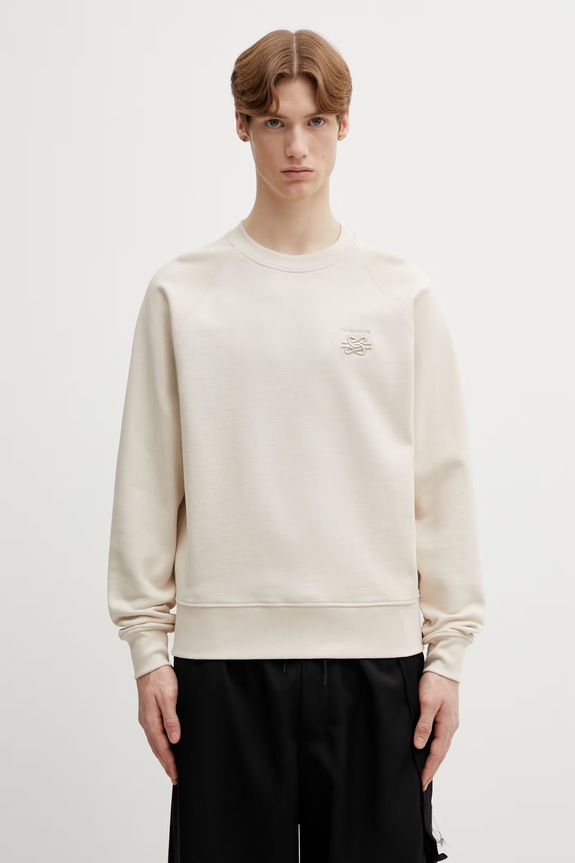 Filling Pieces Boxy Embroidered mikina bavlnená pánska nášivka béžová 412630500143.292