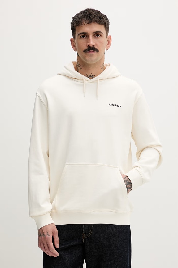Dickies mikina s kapucňou pánska s bavlnou béžová DK0A889XECR1